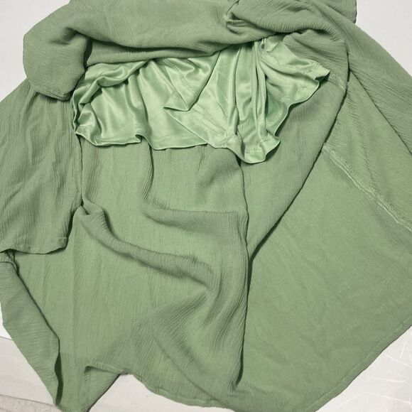 Love Tree Green Slit Front Short Sleeve Smocked Dress Women's Large Boho Peasant - Picture 8 of 11